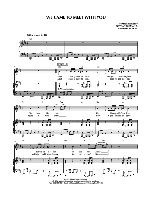 We Came to Meet With You Piano/Vocal (Hillsong Kids)