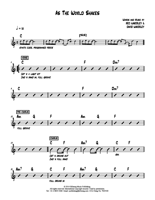 As The World Shakes Rhythm Chart (Hillsong Kids)