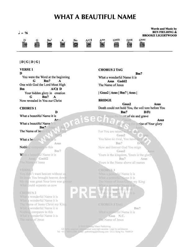 What A Beautiful Name Chords PDF (Hillsong Kids) - PraiseCharts
