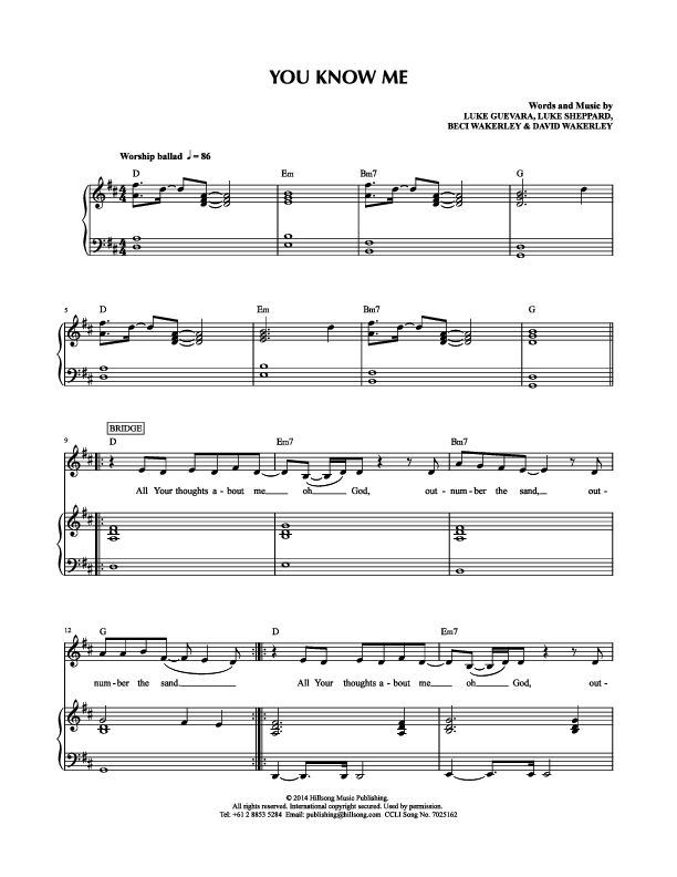 You Know Me Piano/Vocal (Hillsong Kids)