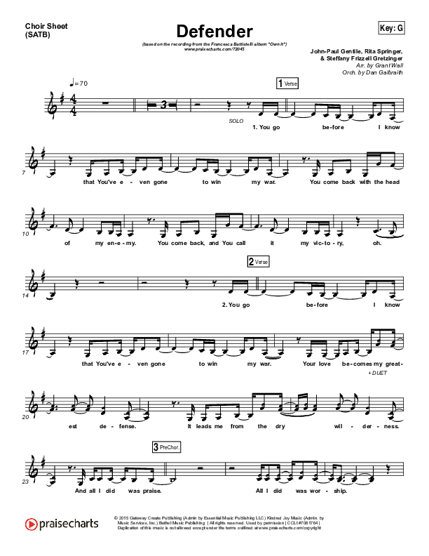 Defender Choir Vocals (SATB) (Francesca Battistelli)