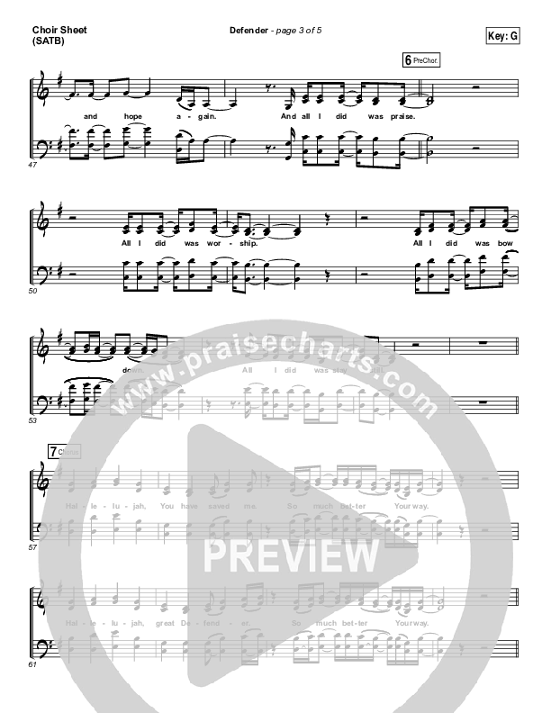 Defender Choir Sheet (SATB) (Francesca Battistelli)