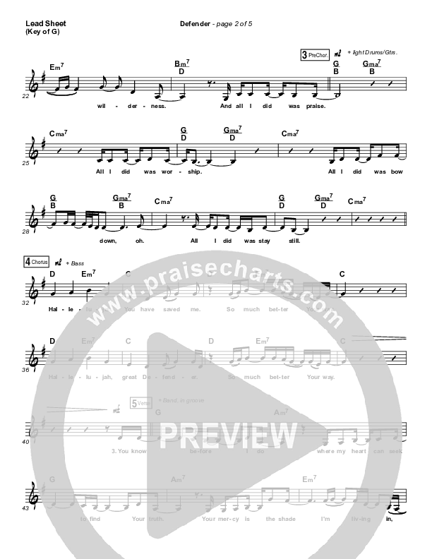 Defender Lead Sheet (Melody) (Francesca Battistelli)