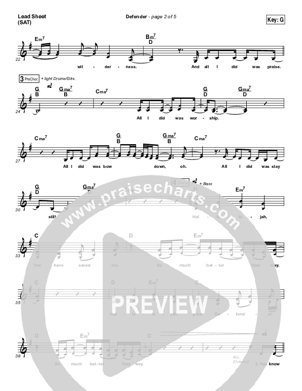 Defender Lead Sheet (SAT) (Francesca Battistelli)