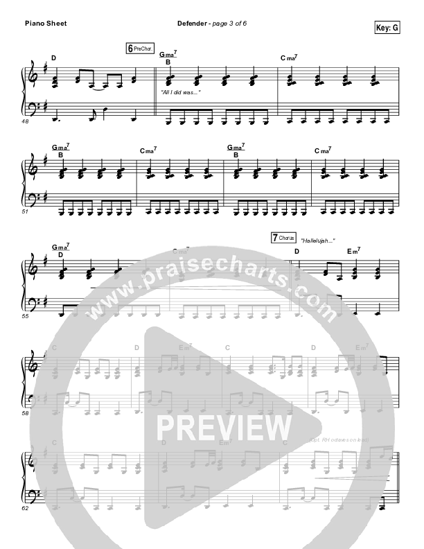 Defender Piano Sheet (Francesca Battistelli)