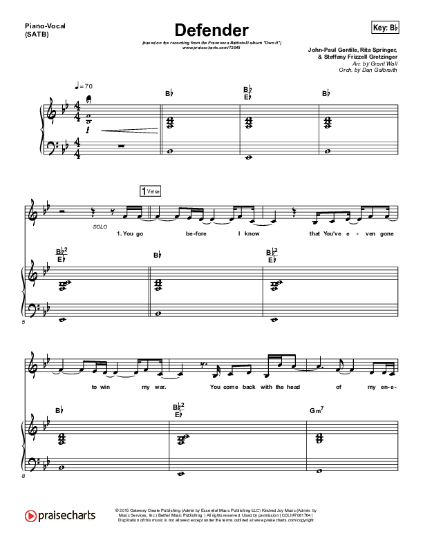 Defender Sheet Music PDF (Francesca Battistelli) - PraiseCharts