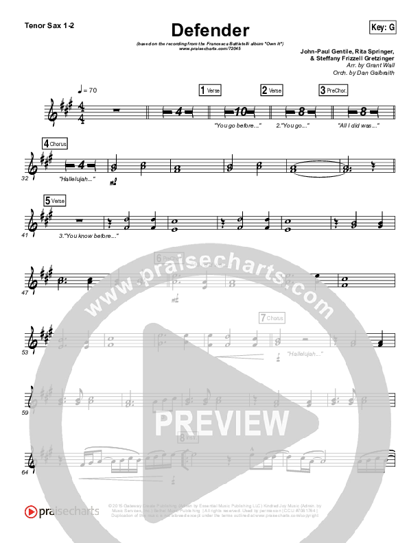 Defender Tenor Sax 1/2 (Francesca Battistelli)