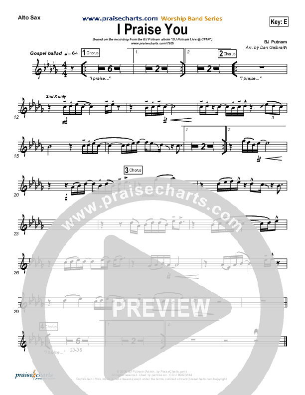 I Praise You Alto Sax (BJ Putnam)