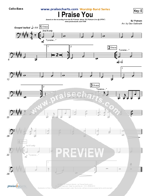 I Praise You Cello/Bass (BJ Putnam)