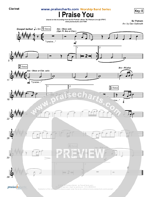 I Praise You Clarinet (BJ Putnam)