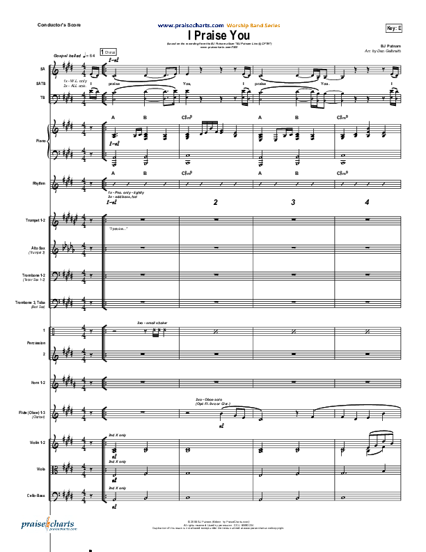 I Praise You Conductor's Score (BJ Putnam)