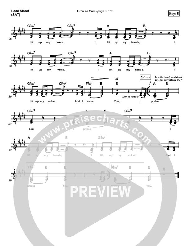 I Praise You Lead Sheet (BJ Putnam)