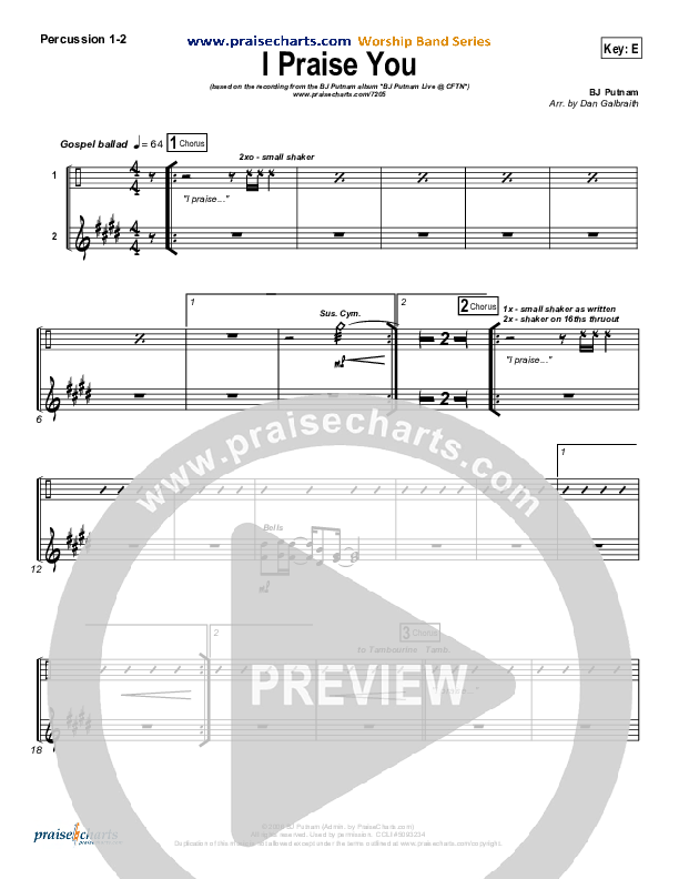 I Praise You Percussion 1/2 (BJ Putnam)