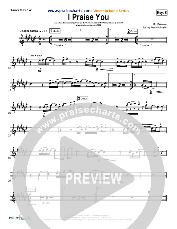 I Praise You Tenor Sax 1/2 (BJ Putnam)
