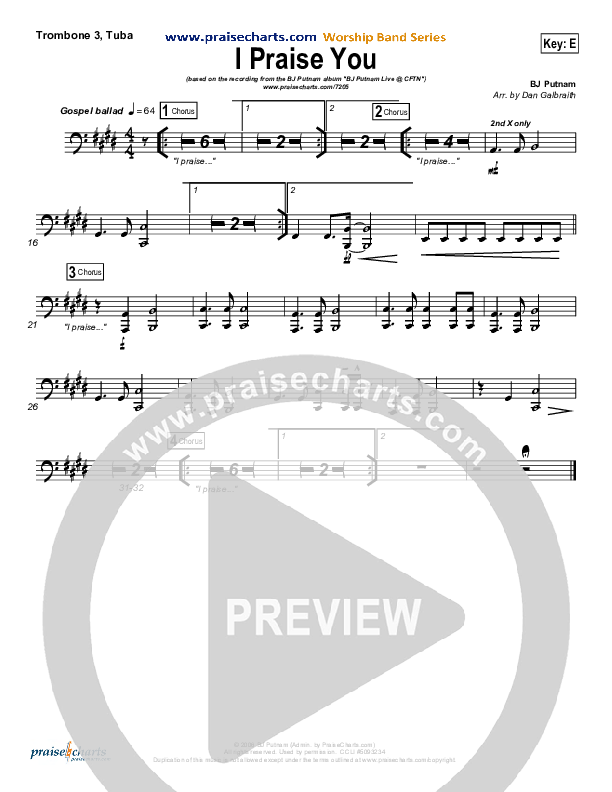 I Praise You Trombone 3/Tuba (BJ Putnam)