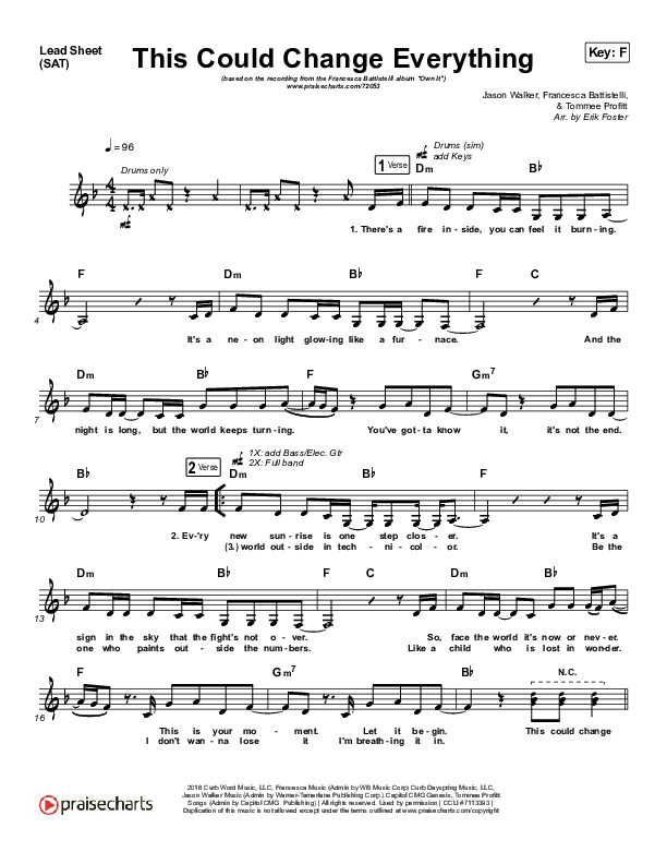 This Could Change Everything Lead Sheet (SAT) (Francesca Battistelli)