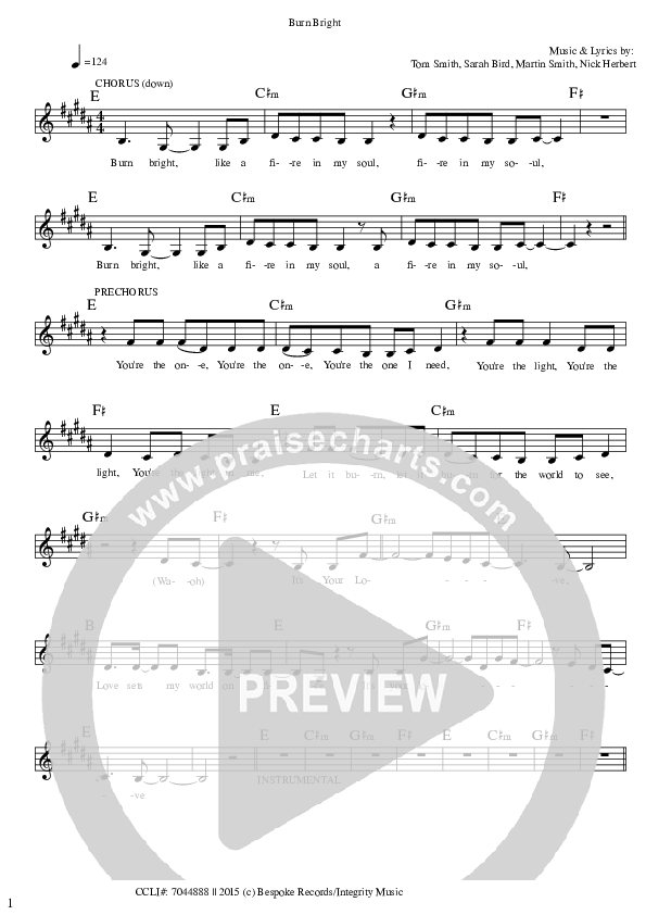 Burn Bright Lead Sheet (Tom Smith)