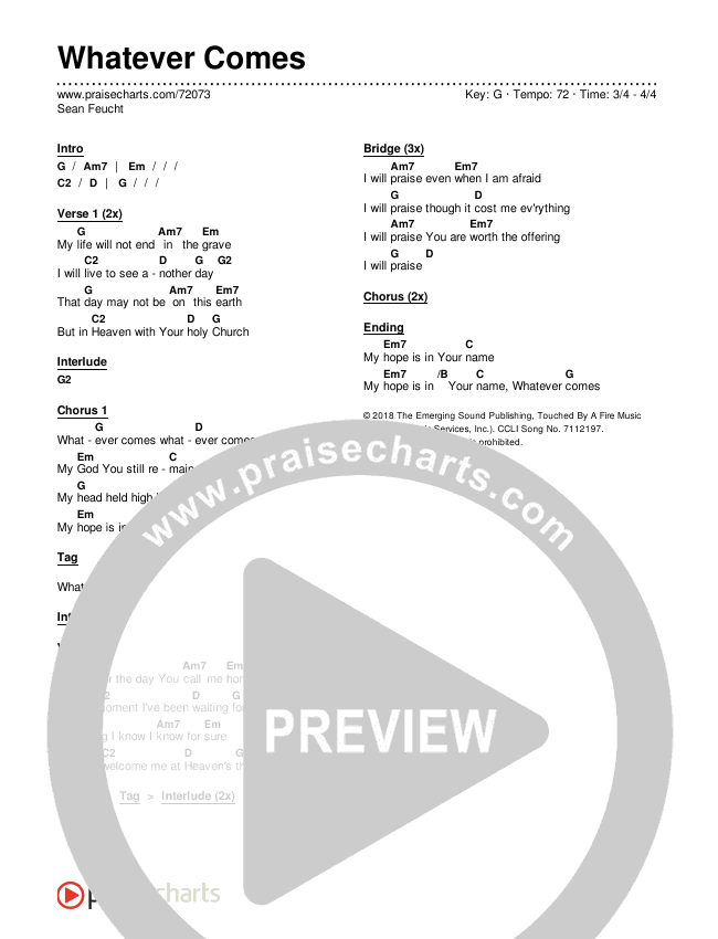 Whatever Comes Chords & Lyrics (People & Songs)