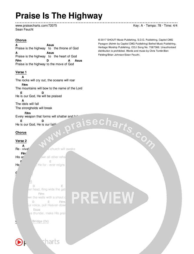 Praise Is The Highway Chords & Lyrics (Sean Feucht)