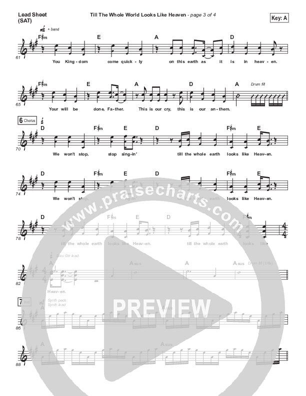 Till The Whole Earth Looks Like Heaven Lead Sheet (SAT) (Sean Feucht)