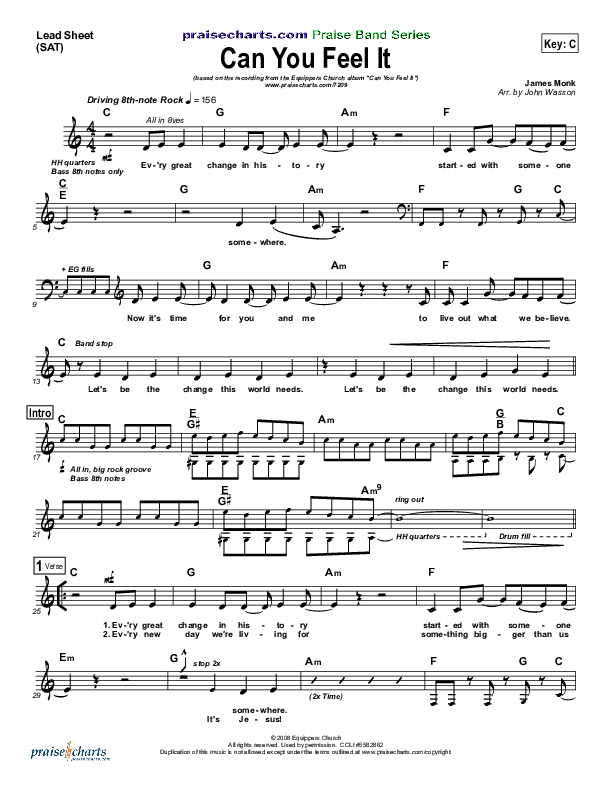 Can You Feel It Lead Sheet (Equippers Church)