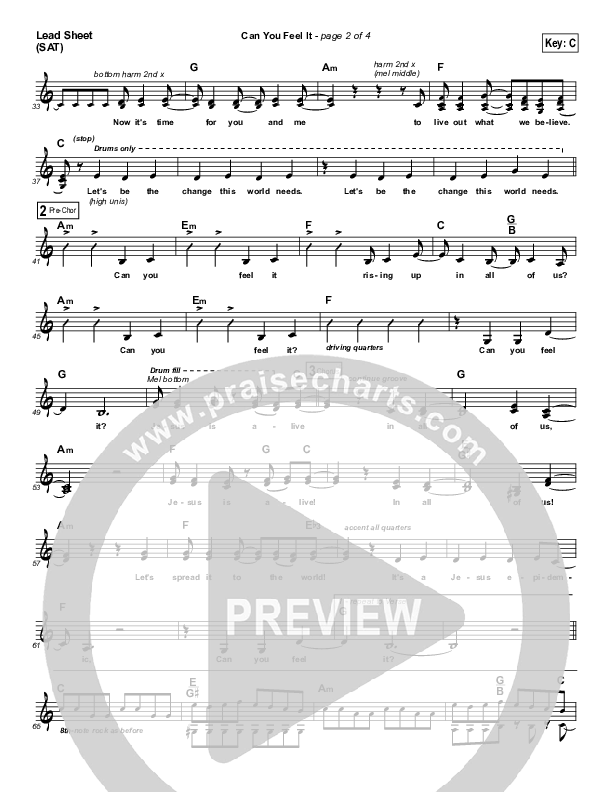 Can You Feel It Lead Sheet (Equippers Church)