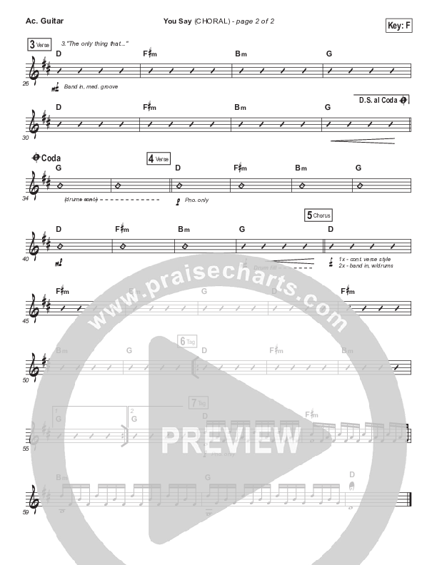 You Say (Choral Anthem SATB) Acoustic Guitar (Lauren Daigle / Arr. Luke Gambill)