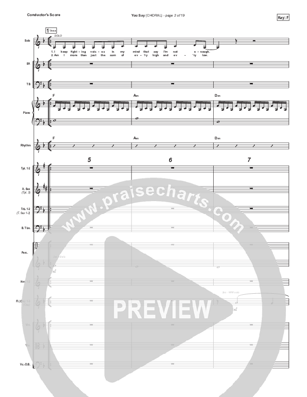 You Say (Choral Anthem SATB) Conductor's Score (Lauren Daigle / Arr. Luke Gambill)