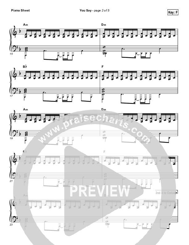 You Say (Choral Anthem SATB) Piano Sheet (Lauren Daigle / Arr. Luke Gambill)