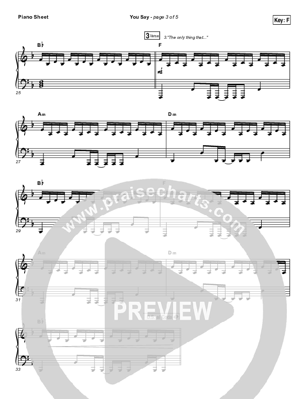 You Say (Choral Anthem SATB) Piano Sheet (Lauren Daigle / Arr. Luke Gambill)