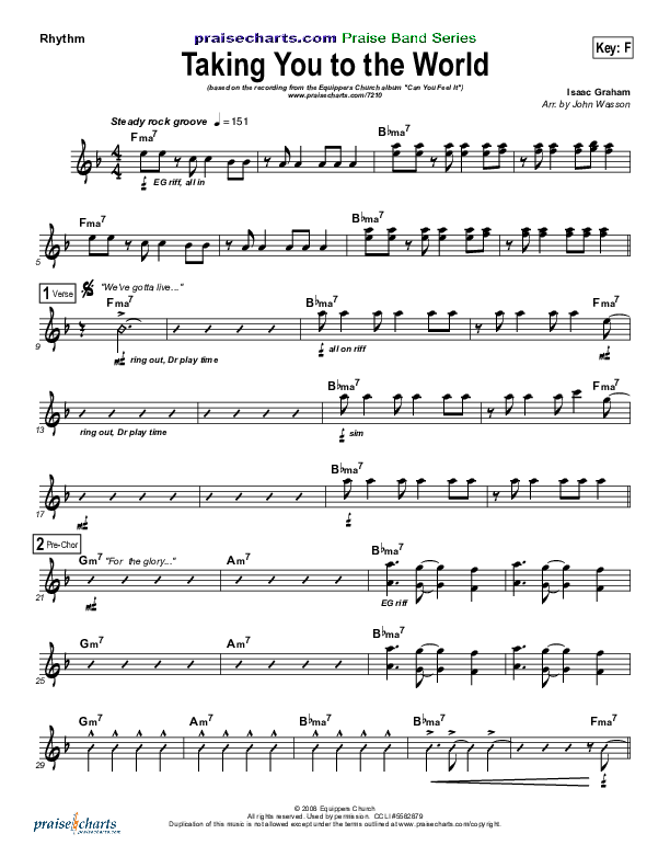 Taking You To The World Rhythm Chart (Equippers Church)