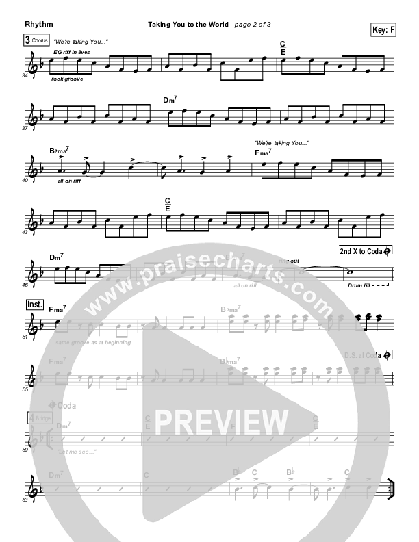 Taking You To The World Rhythm Chart (Equippers Church)