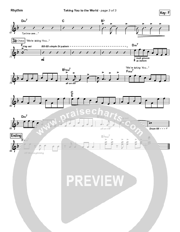 Taking You To The World Rhythm Chart (Equippers Church)