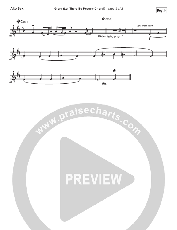 Glory (Let There Be Peace) (Choral Anthem SATB) Alto Sax (Matt Maher / Arr. Luke Gambill)
