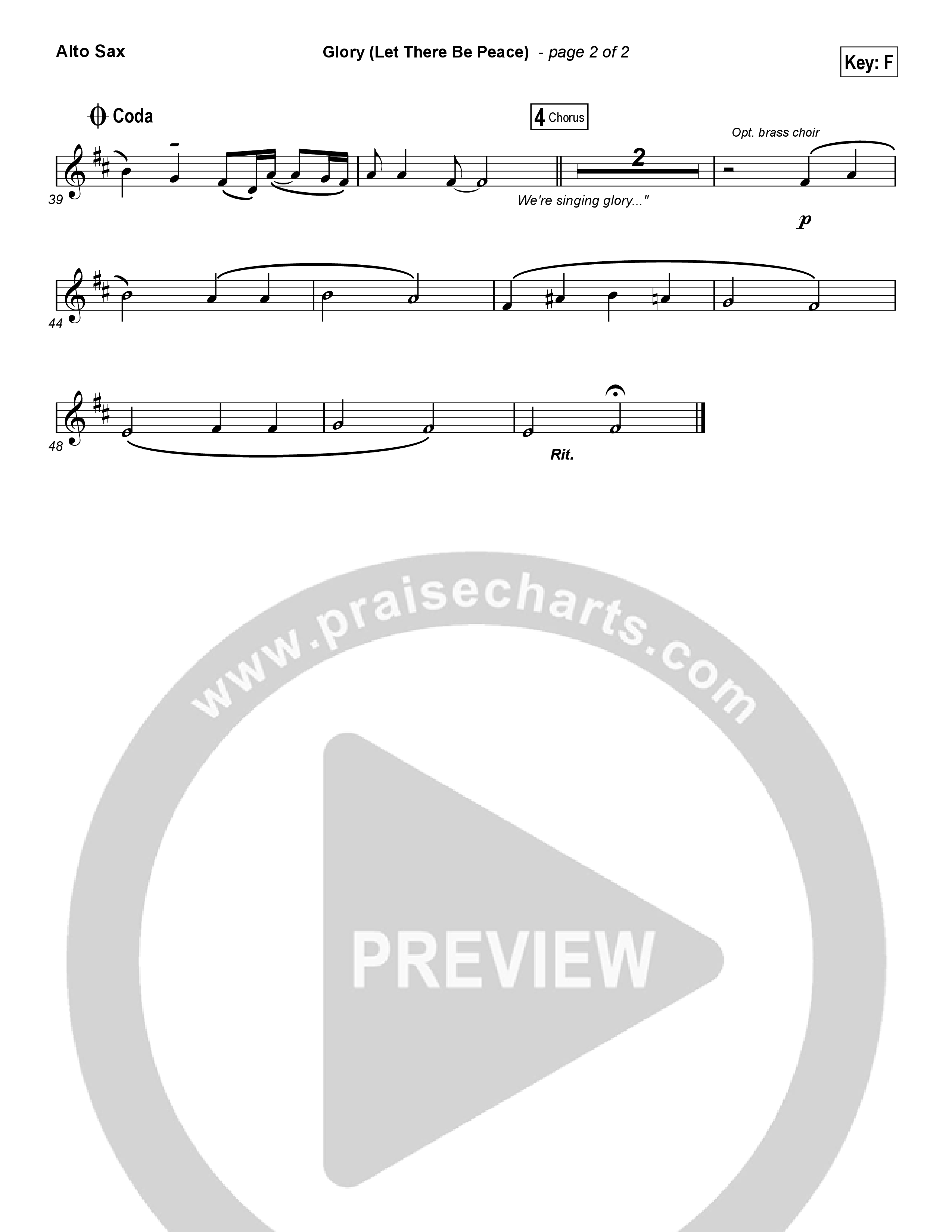 Glory (Let There Be Peace) (Choral Anthem SATB) Alto Sax (Matt Maher / Arr. Luke Gambill)