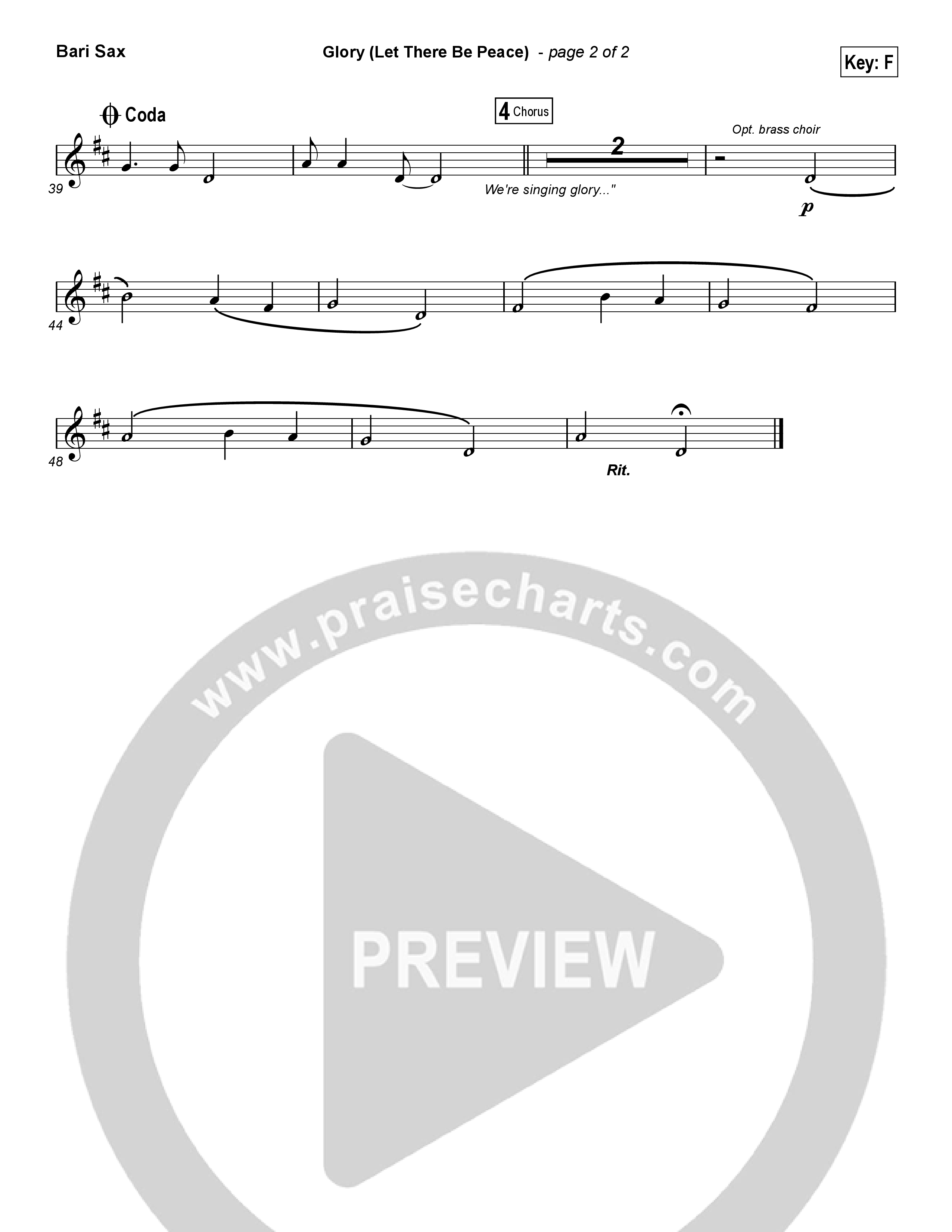 Glory (Let There Be Peace) (Choral Anthem SATB) Bari Sax (Matt Maher / Arr. Luke Gambill)