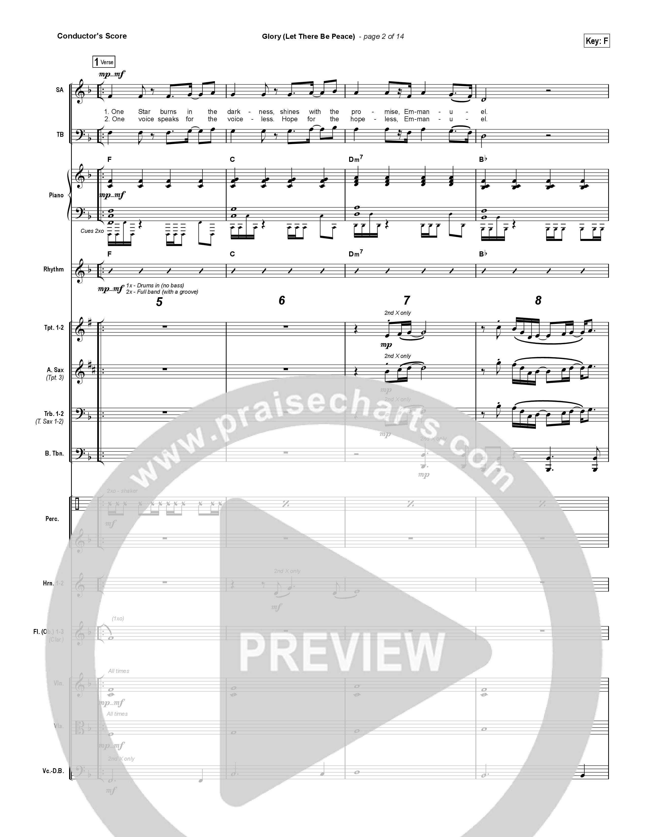 Glory (Let There Be Peace) (Choral Anthem SATB) Conductor's Score (Matt Maher / Arr. Luke Gambill)