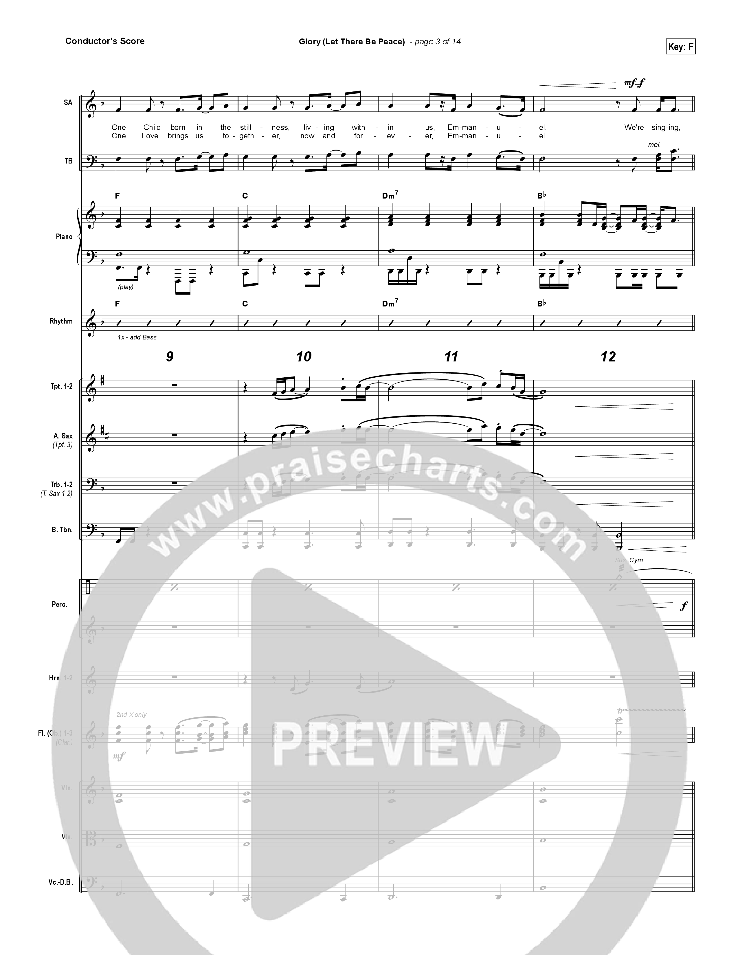 Glory (Let There Be Peace) (Choral Anthem SATB) Conductor's Score (Matt Maher / Arr. Luke Gambill)