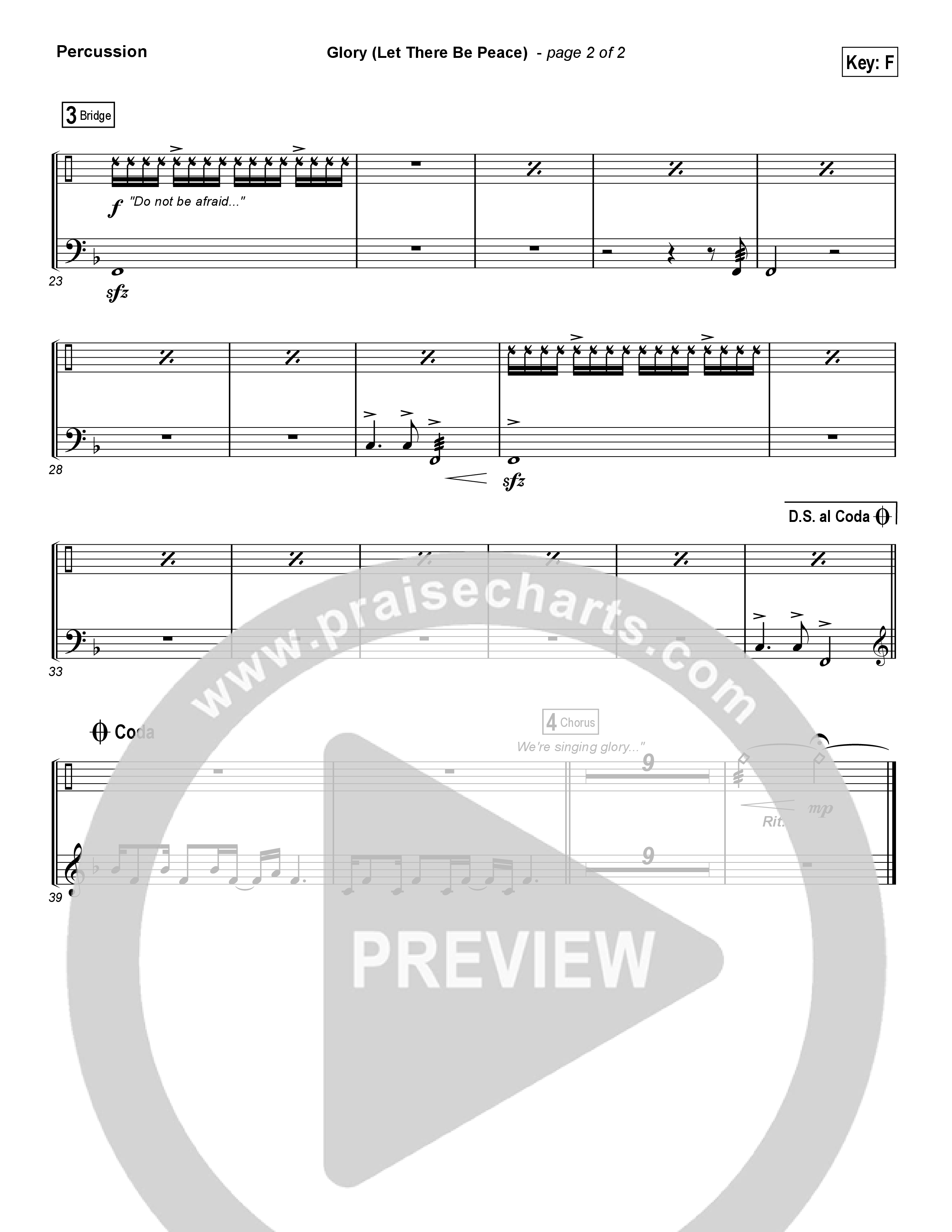 Glory (Let There Be Peace) (Choral Anthem SATB) Percussion (Matt Maher / Arr. Luke Gambill)