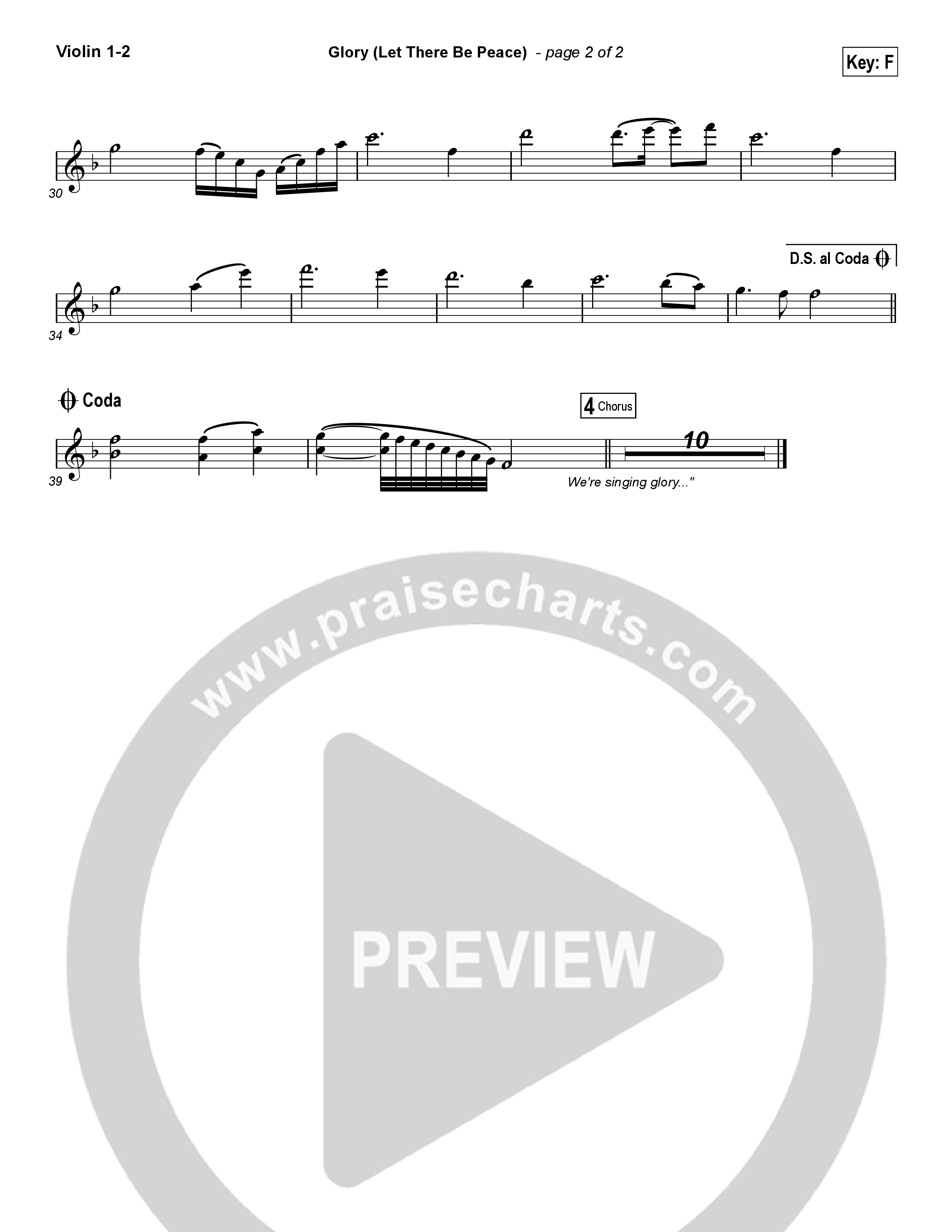 Glory (Let There Be Peace) (Choral Anthem SATB) Violin 1/2 (Matt Maher / Arr. Luke Gambill)