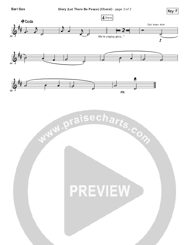 Glory (Let There Be Peace) (Choral Anthem SATB) Bari Sax (Matt Maher / Arr. Luke Gambill)