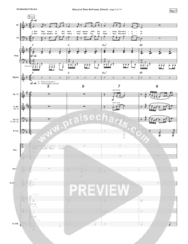 Glory (Let There Be Peace) (Choral Anthem SATB) Conductor's Score (Matt Maher / Arr. Luke Gambill)