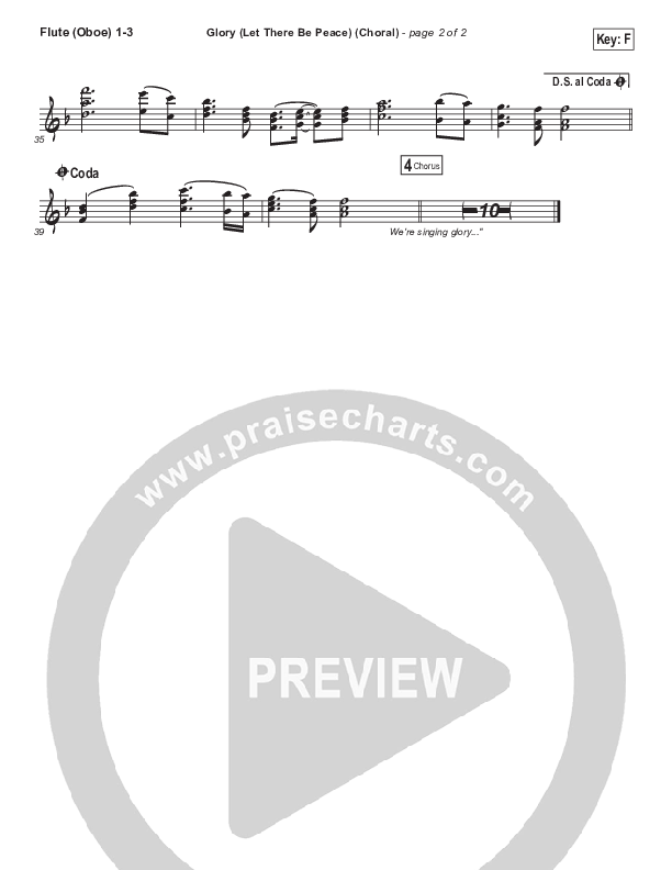 Glory (Let There Be Peace) (Choral Anthem SATB) Flute/Oboe 1/2/3 (Matt Maher / Arr. Luke Gambill)