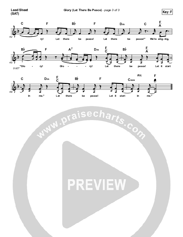 Glory (Let There Be Peace) (Choral Anthem SATB) Lead Sheet (SAT) (Matt Maher / Arr. Luke Gambill)