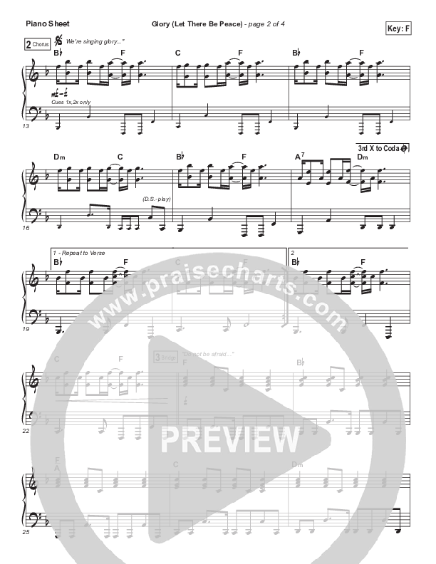 Glory (Let There Be Peace) (Choral Anthem SATB) Piano Sheet (Matt Maher / Arr. Luke Gambill)