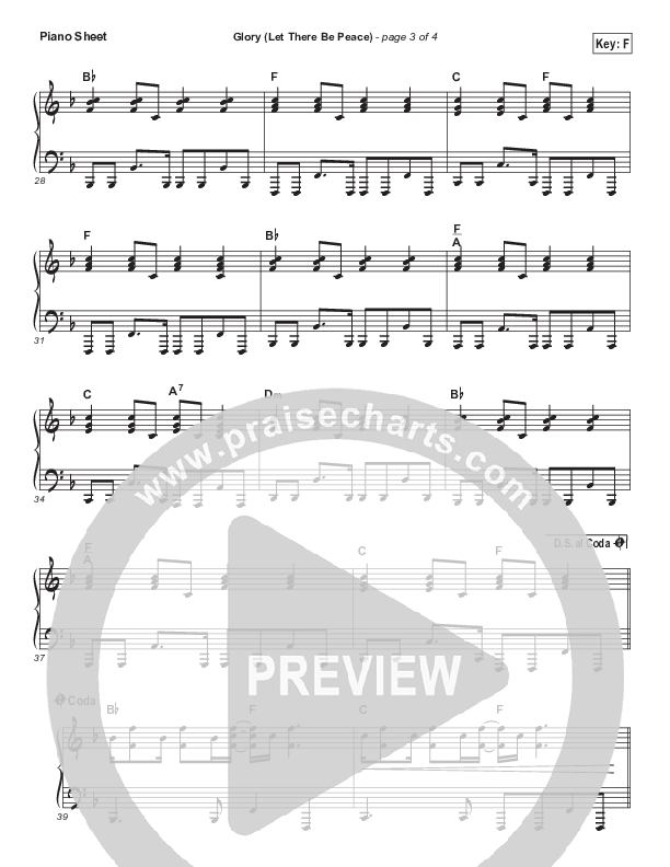Glory (Let There Be Peace) (Choral Anthem SATB) Piano Sheet (Matt Maher / Arr. Luke Gambill)