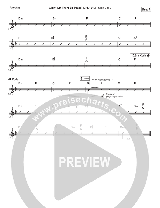 Glory (Let There Be Peace) (Choral Anthem SATB) Rhythm Chart (Matt Maher / Arr. Luke Gambill)