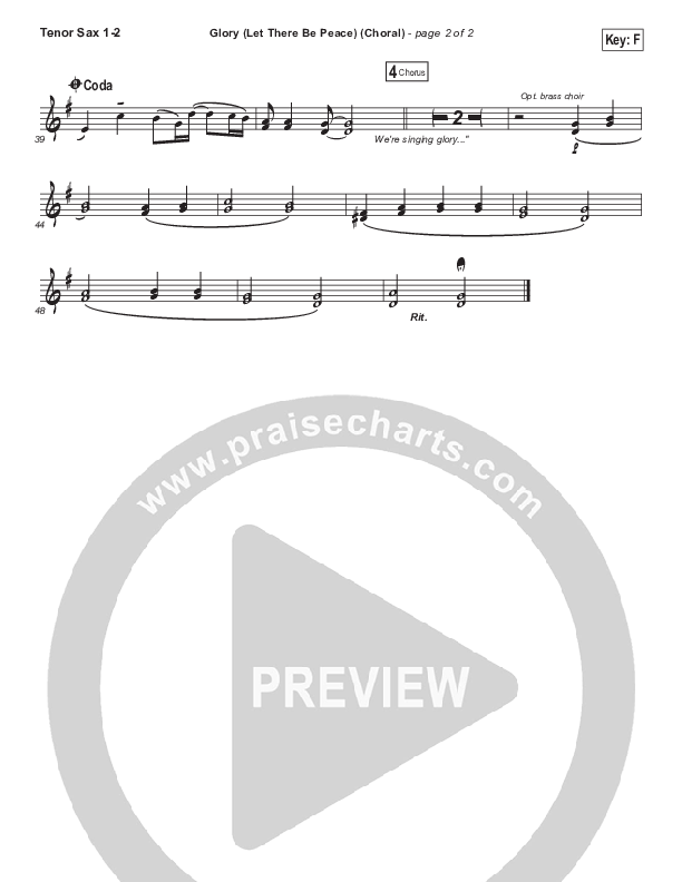 Glory (Let There Be Peace) (Choral Anthem SATB) Tenor Sax 1/2 (Matt Maher / Arr. Luke Gambill)