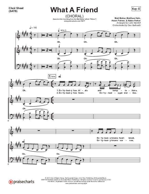 What A Friend (Choral Anthem SATB) Choir Vocals (SATB) (Matt Maher / Arr. Luke Gambill)