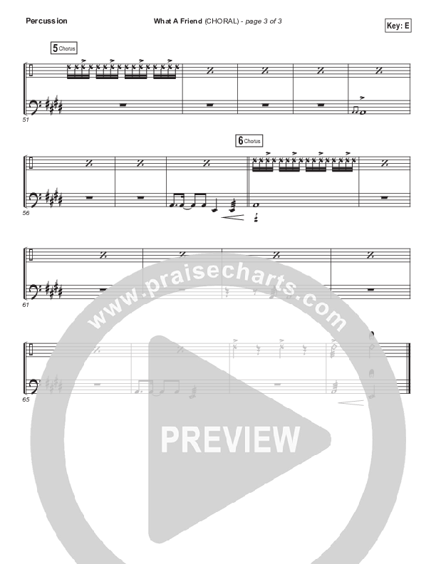 What A Friend (Choral Anthem SATB) Percussion (Matt Maher / Arr. Luke Gambill)